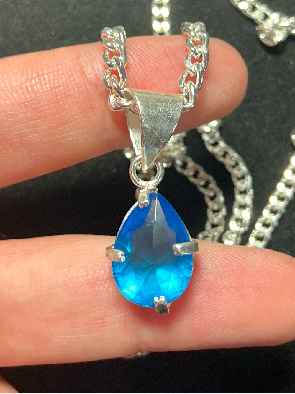 Blue Topaz Necklace Blue Topaz Pendant 925 Sterling Silver Necklace